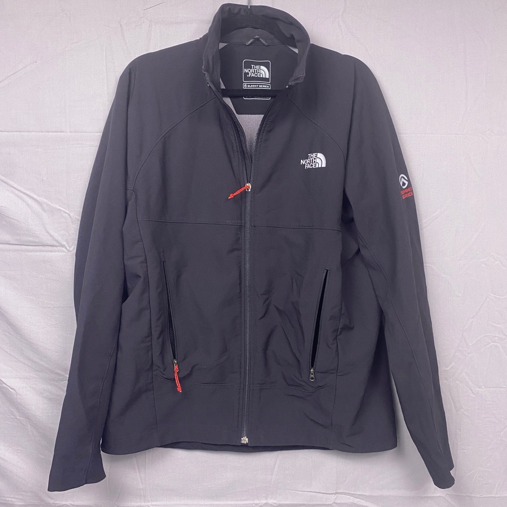 The North Face Summit Series Softshell Jacket Mens L Black Full Zip Hiking Trek